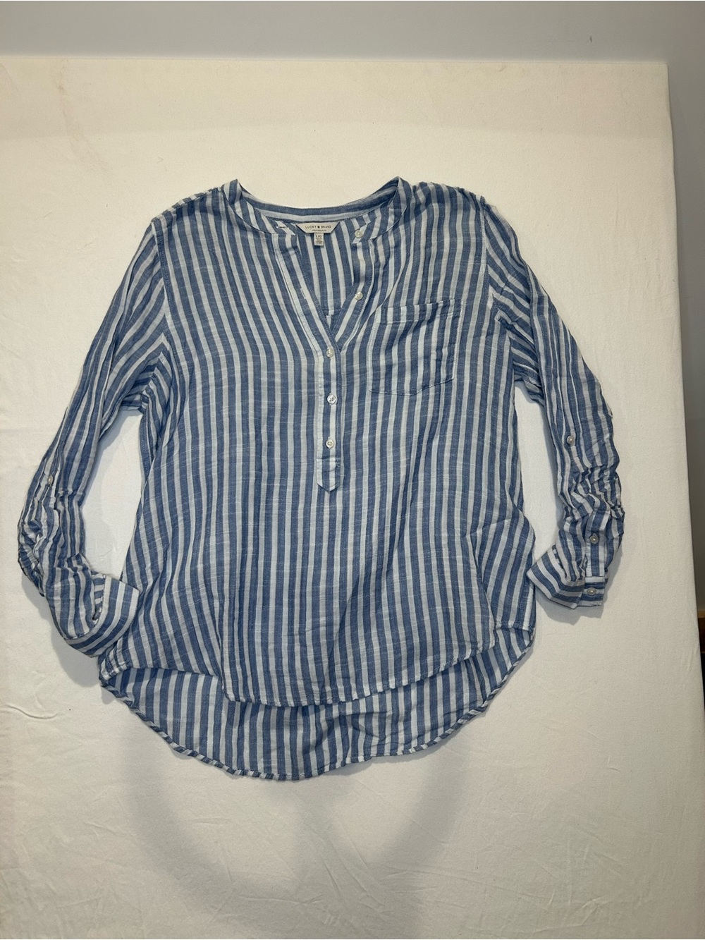 Lucky Brand Blue & White Striped Button-Front Tunic